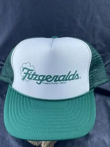 Vintage FITZGERALDS Casino Reno Nevada Mesh Trucker Cap Hat Snap Green And White - Picture 1 of 8