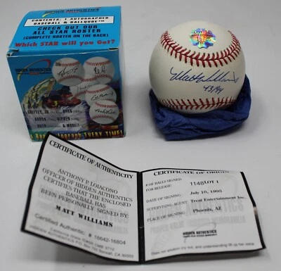 Béisbol firmado por Matt Williams Hidden Authentics #43/94 Foto 1 de 4