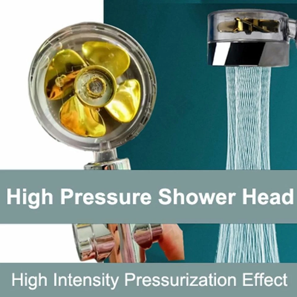 Shower Head Water Saving Flow 360° Rotating with Small Fan High Pressure Spray