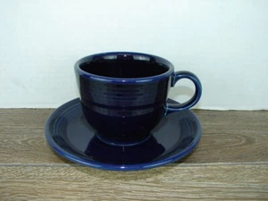 Fiesta Cobalt Blue Teacup and Saucer 1996 Homer Laughlin HLC - Picture 1 of 5