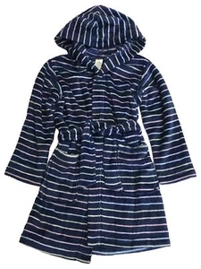 Girls Soft Plush Blue Rainbow Stripe Robe House Coat - Picture 1 of 2