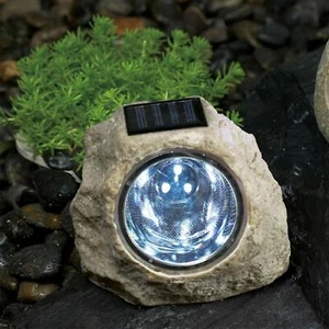 2 Pk Solar Powered LED Rock Light Spotlight Garden Patio Decking Decoration - Picture 1 of 12