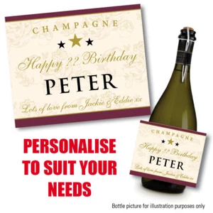 BOTELLA DE CHAMPAGNE GIN VINO CHAMPÁN PERSONALIZADA ETIQUETA CUMPLEAÑOS BODA 110 - Imagen 1 de 6