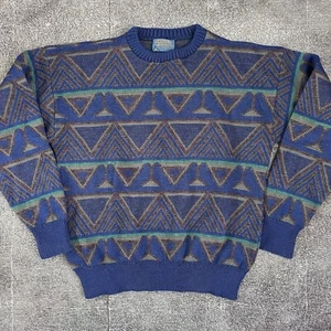 Men's Vintage 80's Pendleton Tribal Aztec Wool Crewneck Pullover Sweatshirt Sz L - Picture 1 of 4