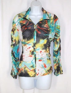 Artsy Jacket S Ruched Multicolor Picadilly Fashions Full Zip - Picture 1 of 8