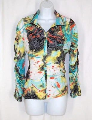 Artsy Jacket S Ruched Multicolor Picadilly Fashions Full Zip Foto 1 de 4