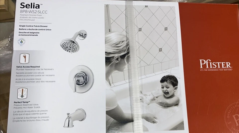 Bañera y ducha Pfister Selia cromada con válvula. 8P8-WS2-SLCC.  W3 Foto 1 de 3
