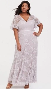 Neu mit Etikett Torrid Maxikleid Kleid besondere Anlässe flieder grau lila Spitze Größe 12 NEU - Bild 1 von 3