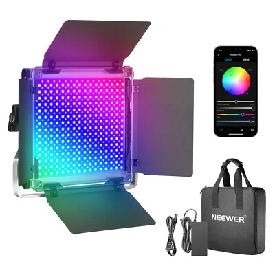 Neewer 660PRO RGB Luz de Video LED Iluminación a Todo Color con Soporte Barndoor/U Foto 1 de 4