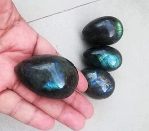 Set 2 Stück großes auffälliges Labradorit Kristall Ei für Home Office Deko - Bild 1 von 3