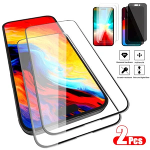 2 pcs Anti-Spy Privacy Glass Screen Protector for iPhone 15 Pro Max 14 13 12 11 - Picture 1 of 37