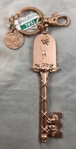Disney Parks Beauty and the Beast Rose Key Keychain Charm WDW - NEW - Picture 1 of 2