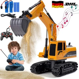 Ferngesteuerter Bagger Spielzeug RC Bagger mit Metall Schaufel Lichtern & Sound - Bild 1 von 15