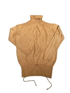 Courreges  1970s Orange Beige Wool Rollneck Size 0 Small - Picture 1 of 4