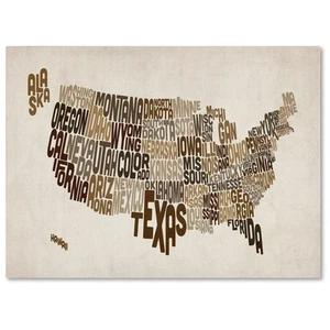 USA States Text Map 2 by Michael Tompsett Canvas Artwork, 22 by 32-Inch - Picture 1 of 3