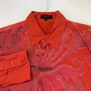 Y2k RAW 7 USA Mens XL Red Cotton Button Up Long Sleeve Plaid Shirt Grunge - Picture 1 of 13