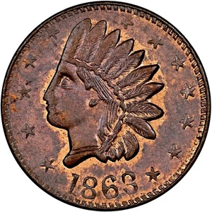 Mishawaka Indiana Civil War Token B Holcomb Primitive Crude Indian Head NGC MS64 - Picture 1 of 4