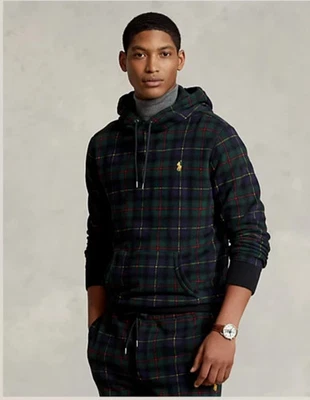 NWT $168 Polo Ralph Lauren Tartan Plaid Fleece Hoodie Green Black Red Size L - Image 1 of 4