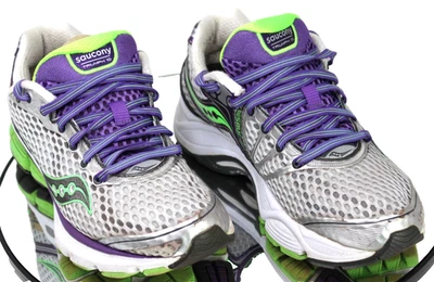 Zapatos para correr Saucony Grid Stratos 5 para mujer EE. UU. 7,5 plata púrpura - ajuste acolchado Foto 1 de 4