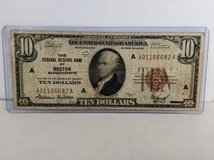 1929 $10 Federal Reserve Bank of Boston, MA - VG Condition #847 - Picture 1 of 6