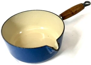 Le Creuset 1,5 qt blu 18 piccolo beccuccio ghisa smaltato casseruola salsa manico legno - Foto 1 di 12