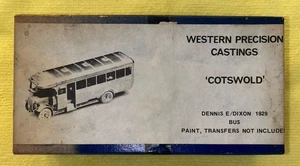 Western Precision Castings Cotswold 1929 Dennis E/Dixon White Metal Bus Kit NOS - Picture 1 of 3