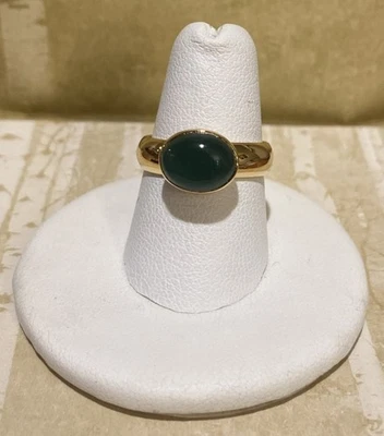 Catálogo Sundance Oro Vermeil Banda Más Gruesa Ovalada Piedra Jade Talla 7 Foto 1 de 4