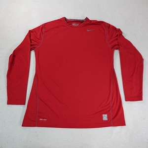 Nike Pro Combat Dri FIT Long Sleeve Shirt Mens 2XL Red Athletic Fitted XXL Gym - Picture 1 of 10