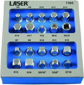 Laser Tools Pro Sumpf-Ablassschraube Werkzeugschlüssel-Set 3/8 Antrieb 20-teilig Werkzeugschaum 7365 - Bild 1 von 3