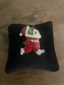 Broche de Navidad para correr de Papá Noel prendedor esmalte rojo vintage metal vacaciones - Imagen 1 de 6