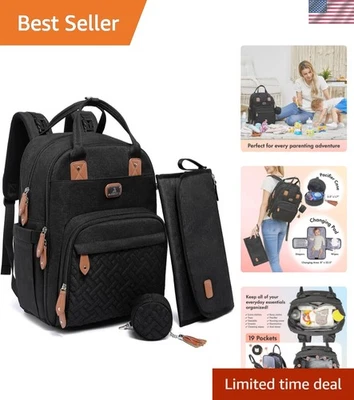 Elegante Mochila Bolsa de Pañales con Cambiador Portátil y 19 Bolsillos para Padres Foto 1 de 4