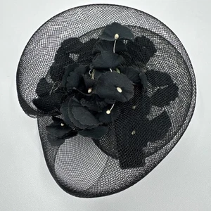 Blumen Haarspange Spitze/Netz Made In France Vintage Schwarz Mini Fascinator - Bild 1 von 7