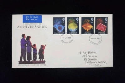 GB - 1989 Royal Mail FDC - A Celebration of Anniversaries By Airmail  - Image 1 of 2