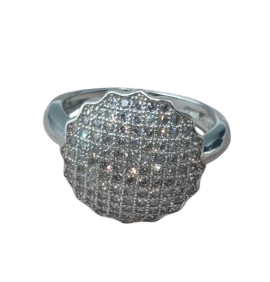 925 Argento Sterling Fede Nuziale Misura 6 Ci Con Taglio Rotondo Zircone Cubico - Immagine 1 di 4