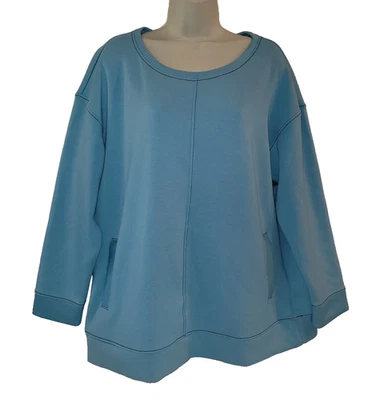 Nuevo CHICO'S 2 Zenergy Túnica Puntada en Contraste LS Top Sudadera Azul Solsticio Nuevo con Etiquetas Foto 1 de 4