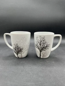 Corelle Coordinates Timber Shadows 2er Set Porzellan Baum Kaffeebecher Teetasse weiß - Bild 1 von 6