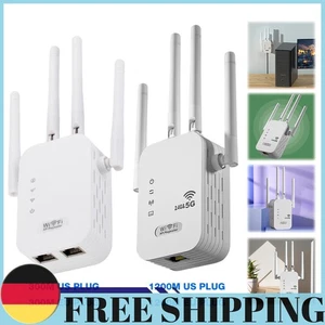 Répéteur WiFi sans Fil 1200Mbps 4 Antennes Double Bande 2,4GHz/5GHz WiFi Extender - Photo 1/24