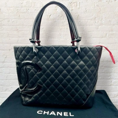 CHANEL Cambon Large Tote Bag A25169 Calfskin Leather & Enamel Black Matelasse - Image 1 of 4