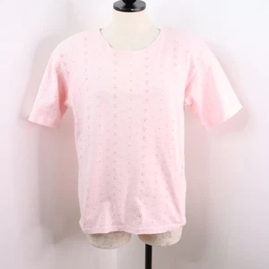 Top de manga corta vintage Partners Mervyns para mujer M años 90 rosa con ojales Cottagecore - Imagen 1 de 10