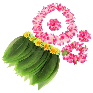 5 Pcs Abito Gonna Foglia Bambino Gonne Hawaiane Costumi Hawaiani - Foto 1 di 12