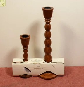 Herz & Hand mit Magnolie 2 Stück Holz Kerzenständer Set - Bild 1 von 5