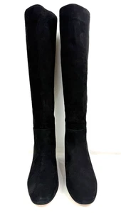 J. CREW NWOB Black Suede Knee High Slouch Willa Boots Heels Size 7 Style AQ757 - Picture 1 of 5