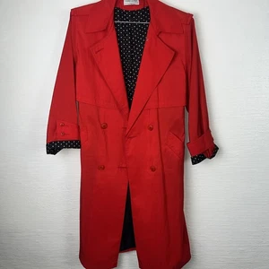 Forecaster of Boston Red Rain trenchcoat size 8P Blk Polka Dot Accent Belted - Picture 1 of 9