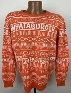 Suéter Whataburger Feo Navidad M Naranja Blanco Abierto 24 Horas Hadas Esquí Papá - Imagen 1 de 13