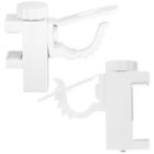 2 Pcs White Abs Clip-On Rod Bracket Self Adhesive Curtain Holders