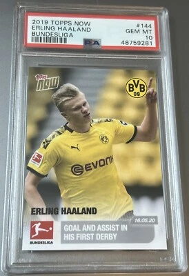 PSA 10 RC Erling Haaland 2019 Topps Bundesliga 1º Derby Rookie 10º gol de carreira - Imagem 1 de 4