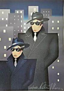 1980's Listed ROBIN MORRIS AMERICAN ART DECO  'THE GANGSTERS' SIGNED SILKSCREEN - Picture 1 of 9