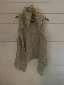 EILEEN FISHER Sleeveless Open Front Mohair Blend Hooded Knit Sweater Vest LARGE - Picture 1 of 5
