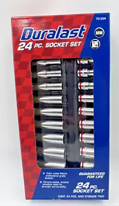 Duralast 24Pc 6Pt Metric Socket Set 12-Deep, 12-Standard 1/4"DR. w/ Storage Tray - Foto 1 di 9