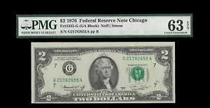 United States 2 Dollars 1976 Chicago PMG 63 EPQ Banknotes - Picture 1 of 2